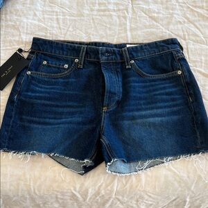 rag & bone Indigo Frayed Jean Shorts